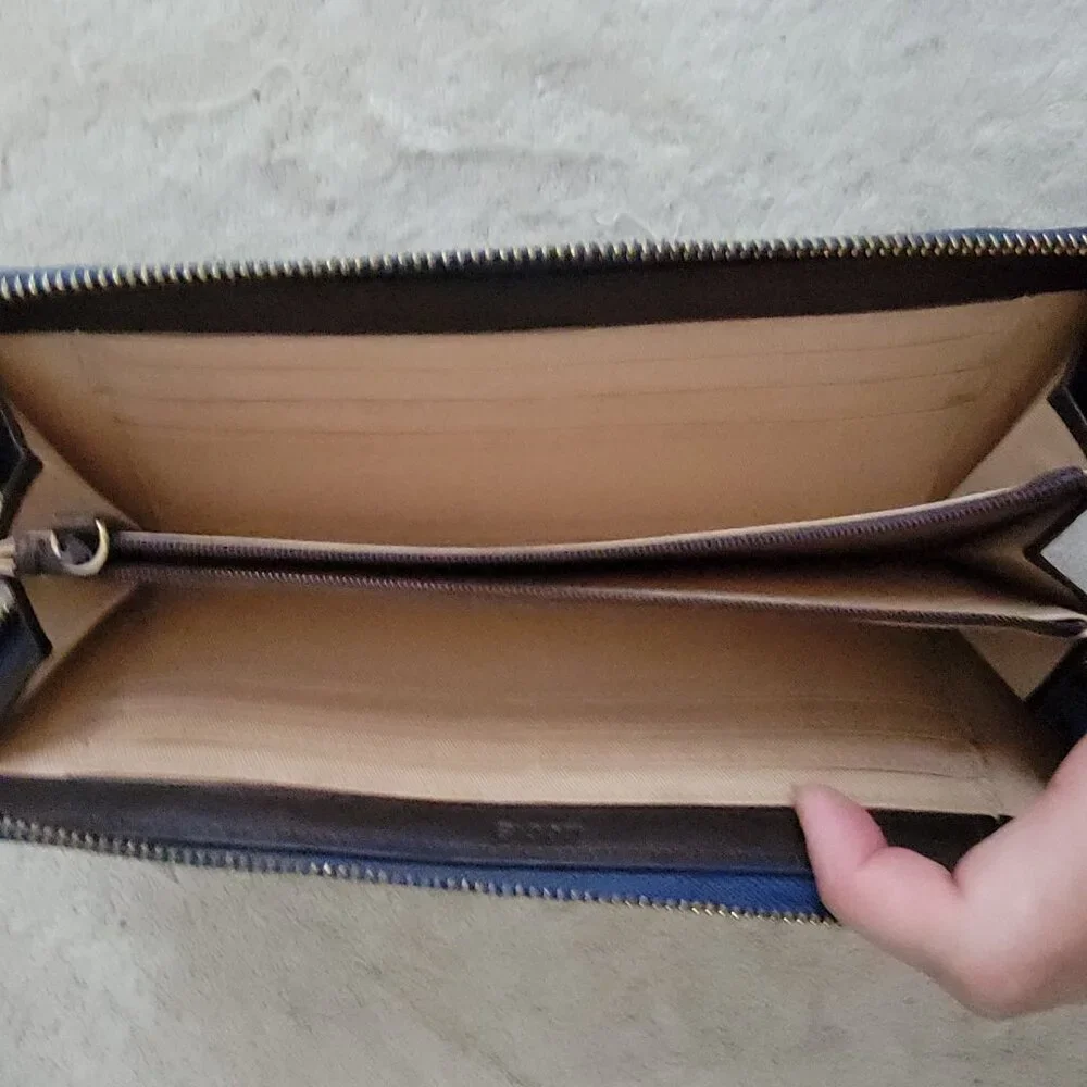 NWOT Lodis Zip Around Continental Blue Extra Long Wallet or Clutch Purse
